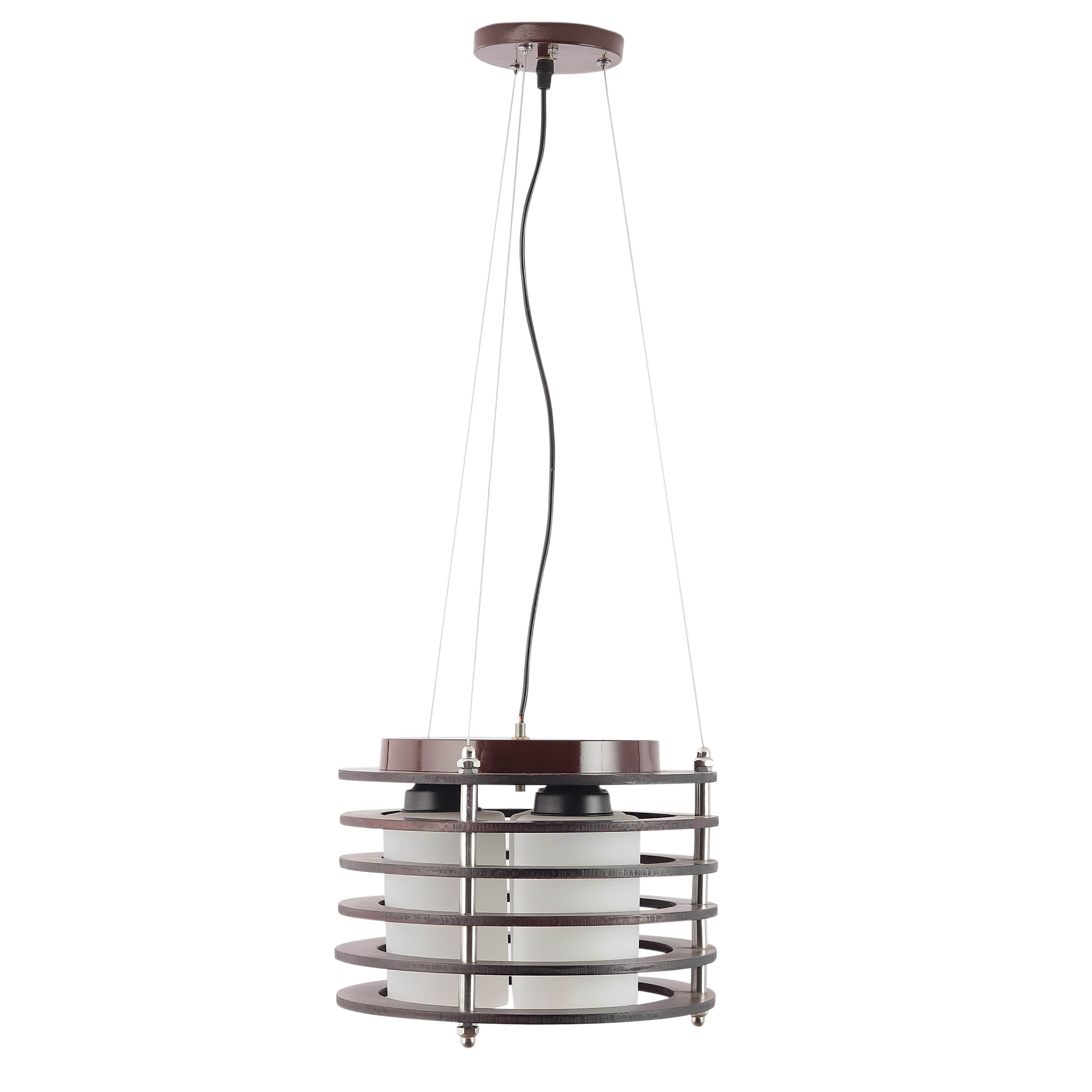Brown Wood 12inch 3 Light Chandelier- without Bulb - left_view
