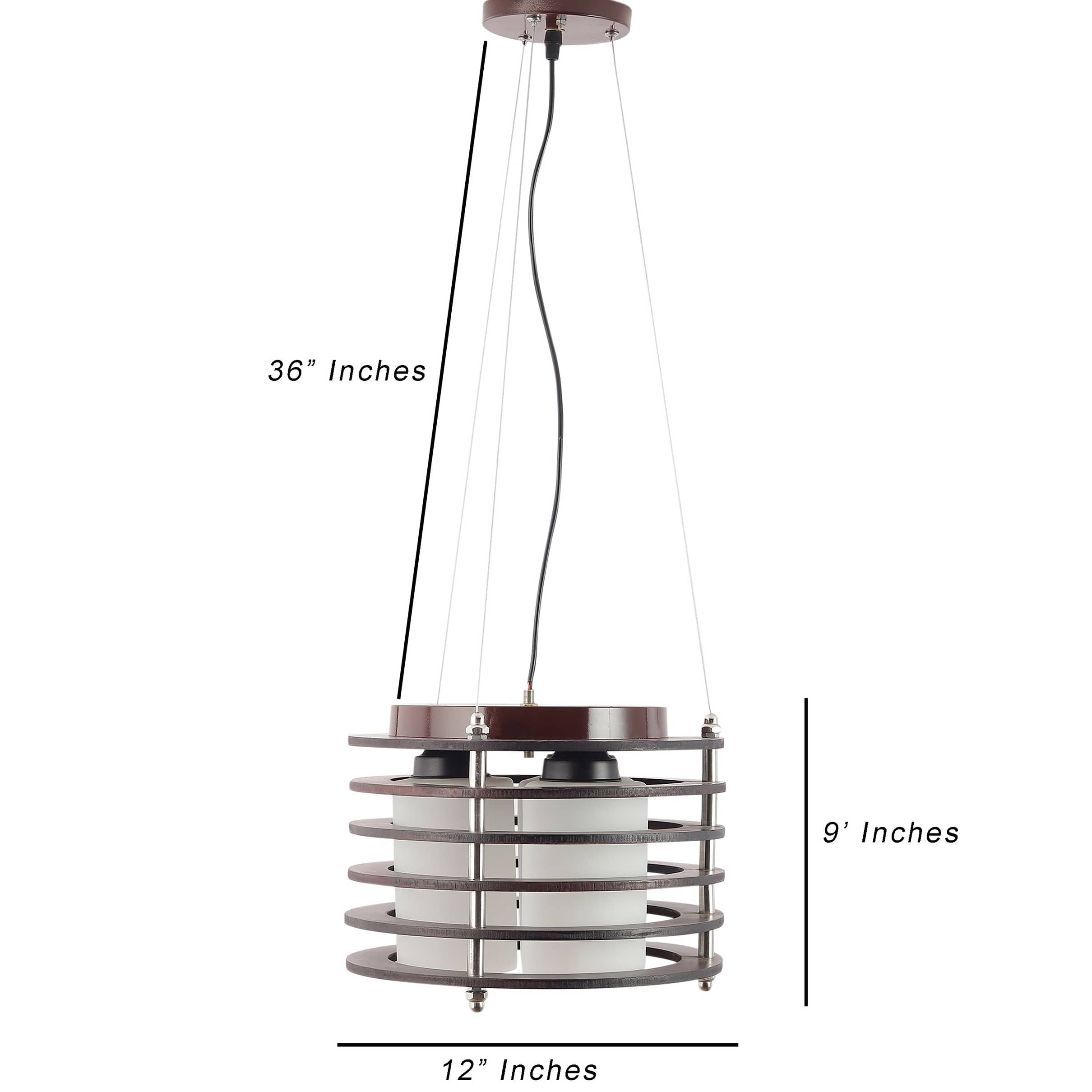 Brown Wood 12inch 3 Light Chandelier- without Bulb