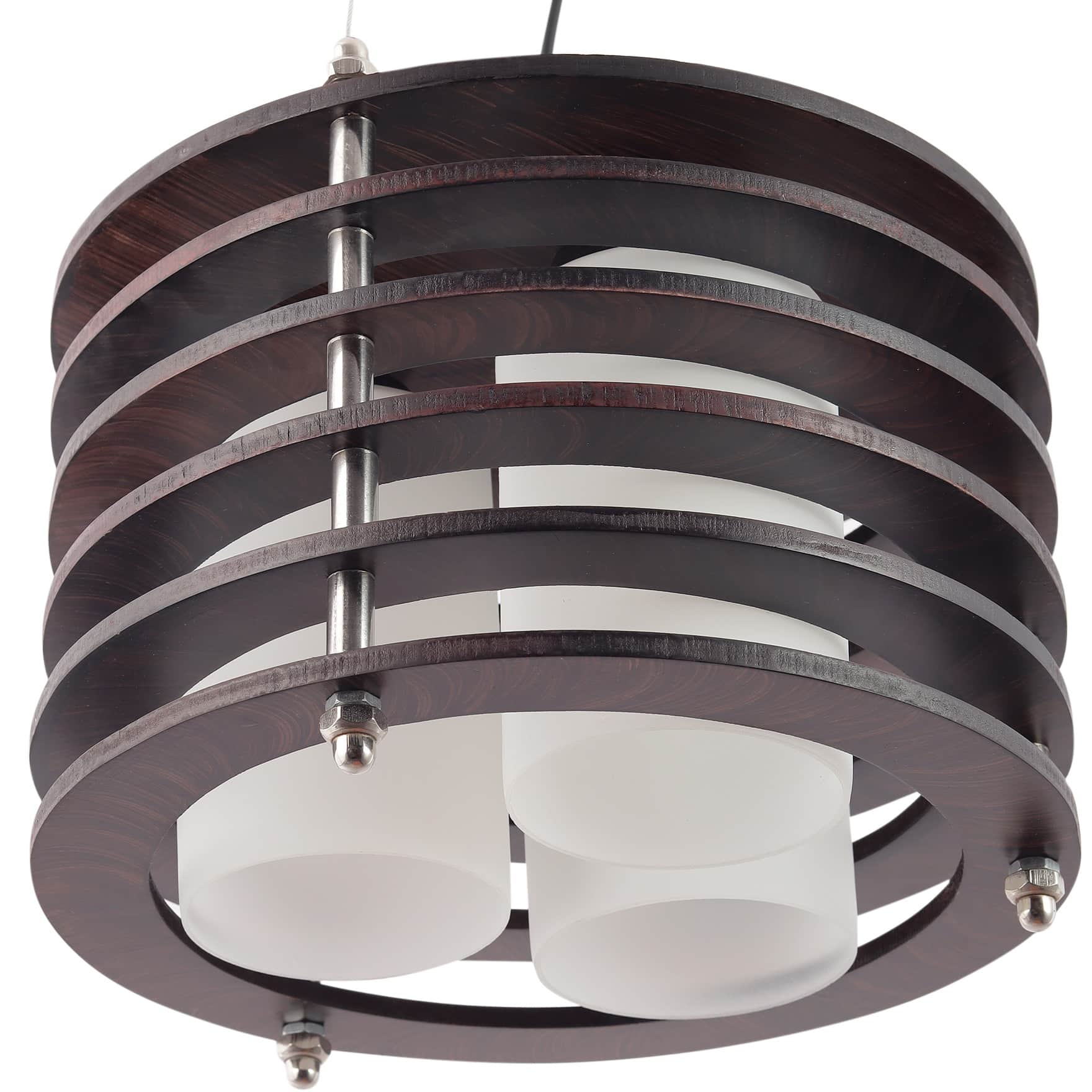 Brown Wood 12inch 3 Light Chandelier- without Bulb - bottom_view