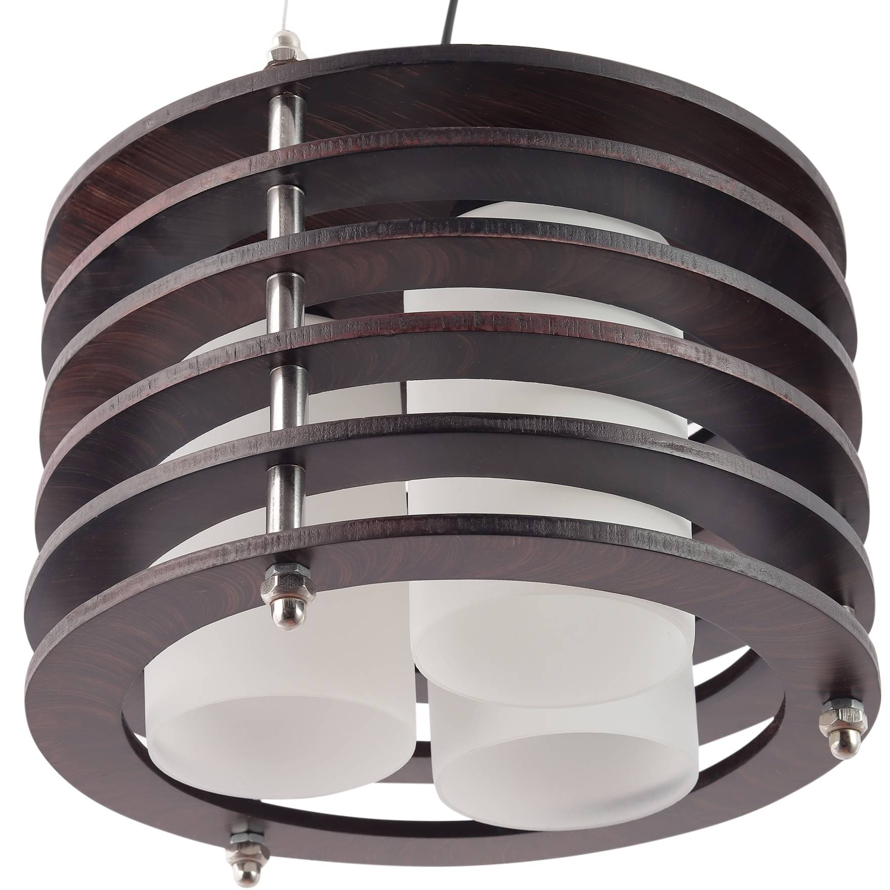 Brown Wood 12inch 3 Light Chandelier- without Bulb