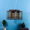 Brown Wood 16inch 3 Light Chandelier -without Bulb - top_view