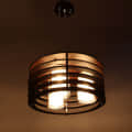 Brown Wood 16inch 3 Light Chandelier -without Bulb - rear_view