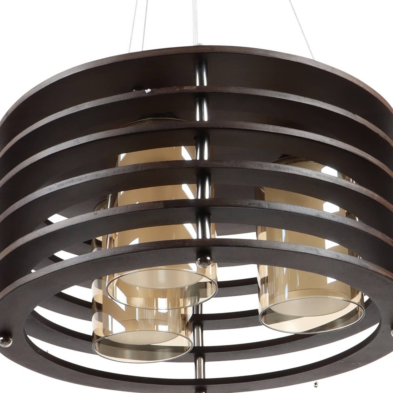 Brown Wood 16inch 3 Light Chandelier -without Bulb