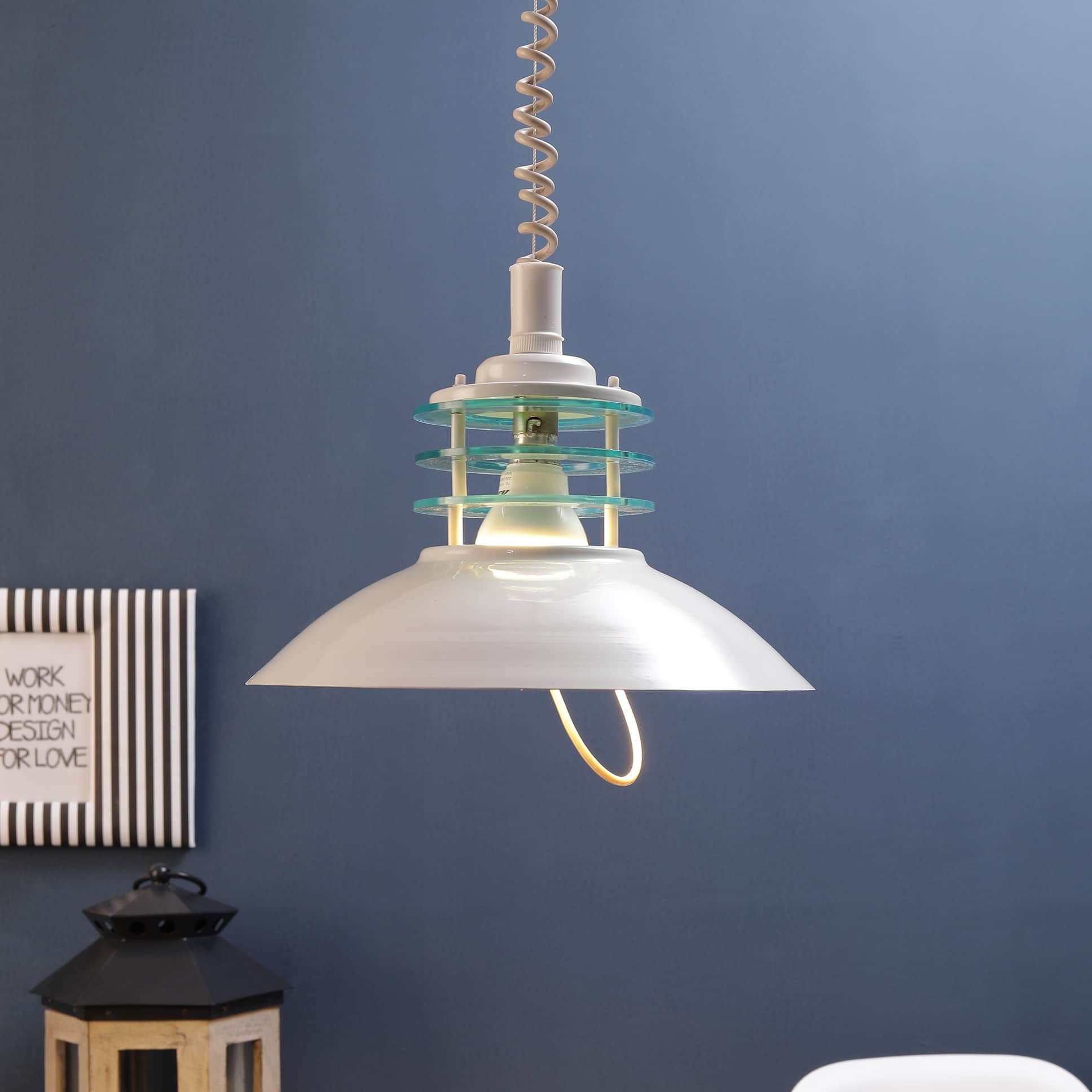 Apollo White Metal Hanging Light  - without Bulb - front_view