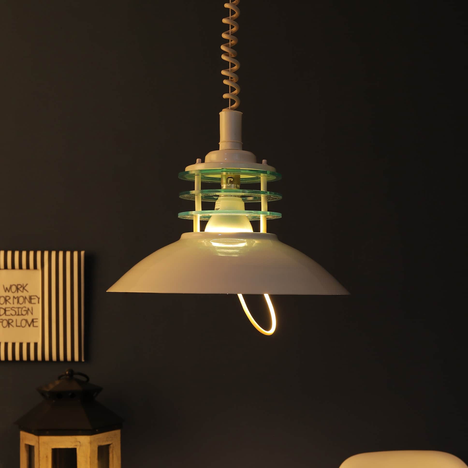 Apollo White Metal Hanging Light  - without Bulb - rear_view