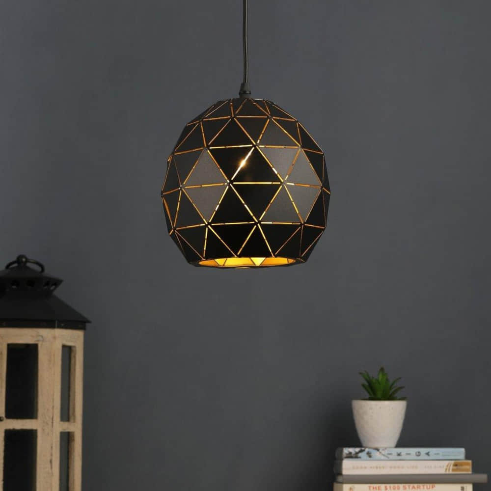 Black Gold Metal Hanging Light Without Bulb - photo