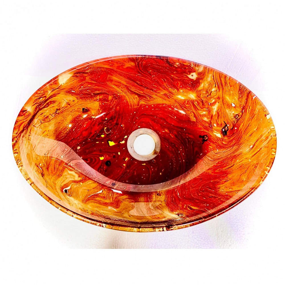 Deck Mounted Wash Basin Bowl Round Shape Counter Top Vessel Sink - photo