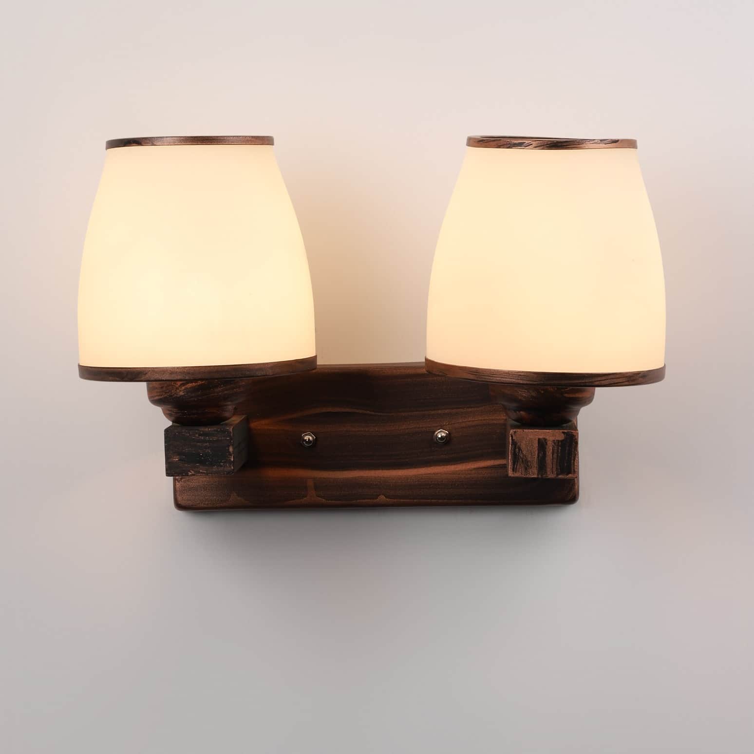 Wooden Metal Wall Light- 2020-2W - without Bulb - left_view