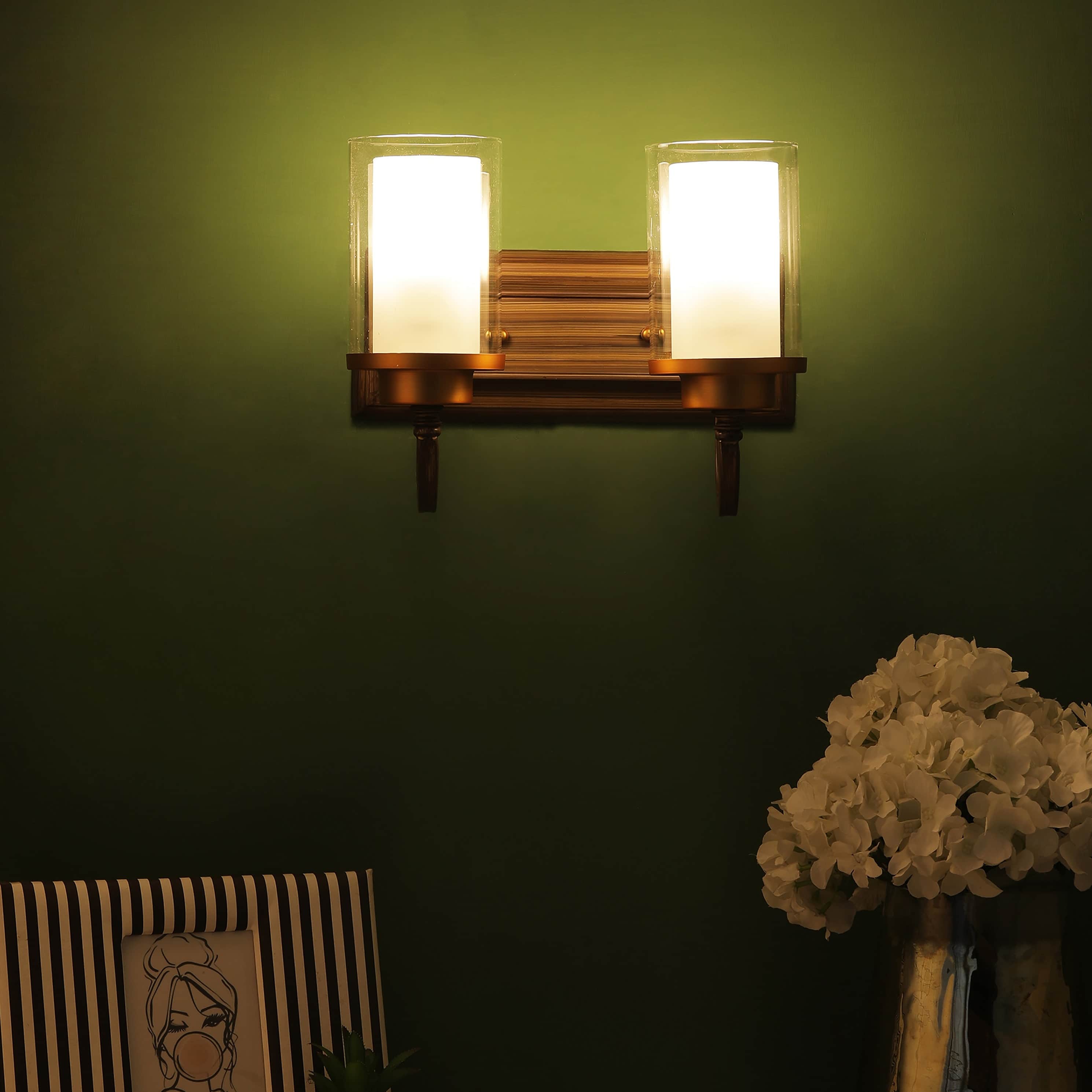 Brown Glass Wall Sconces - S-178-2W - without Bulb - bottom_view