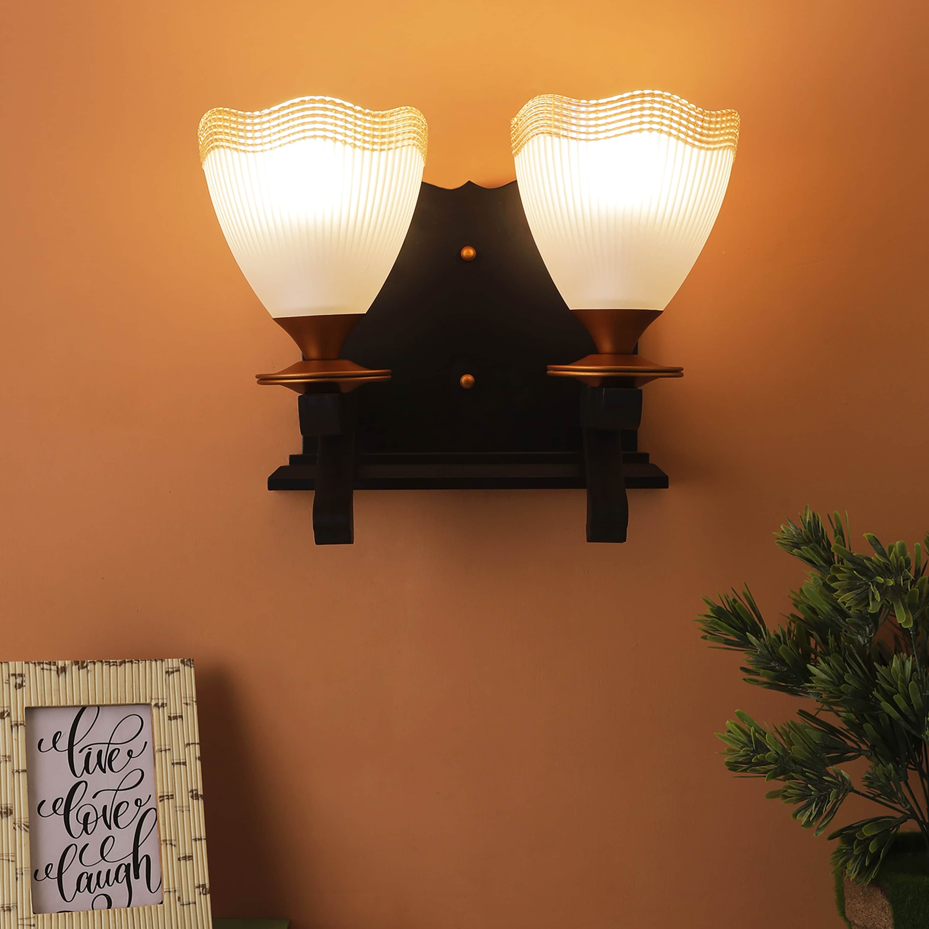 Black Glass Metal Wall Sconces  S-210-2W - without Bulb - rear_view