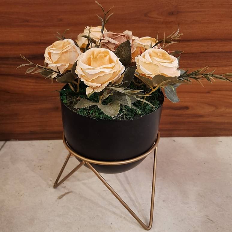 Indoor Metal Planter with Zig zag Stand