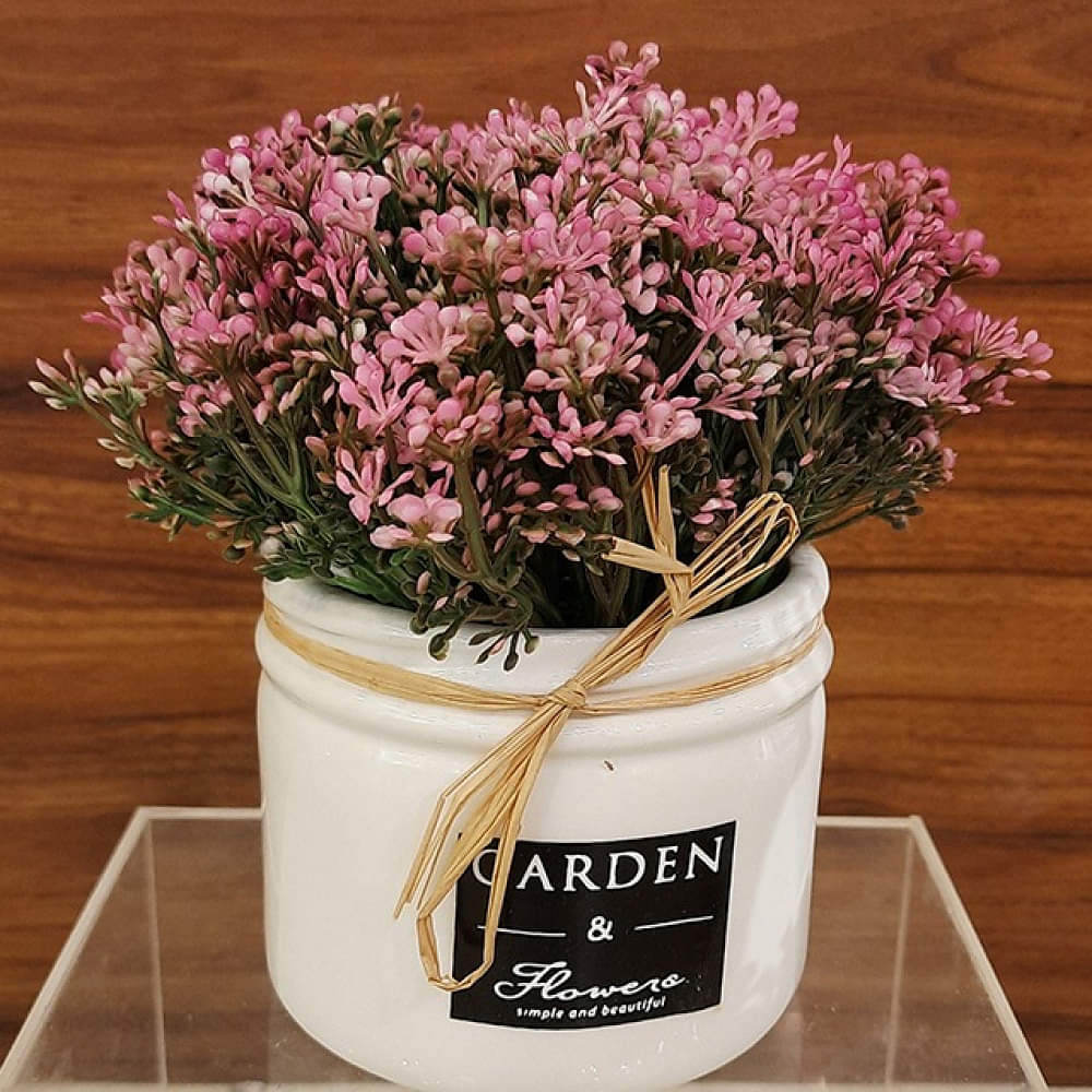 White Ceramic Small Flower Planter - photo