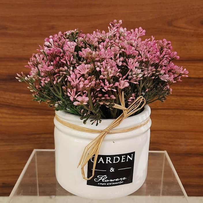 White Ceramic Small Flower Planter - top_view