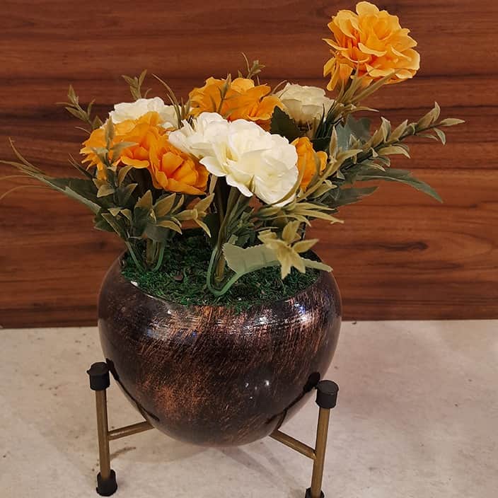 Small Metal Flower Stand Planter - left_view