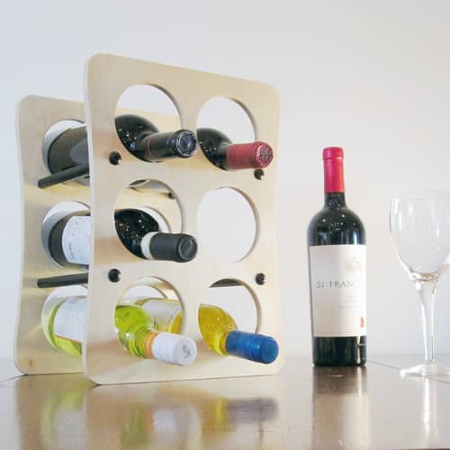 Table top Wine Rack Holds Six Bottles