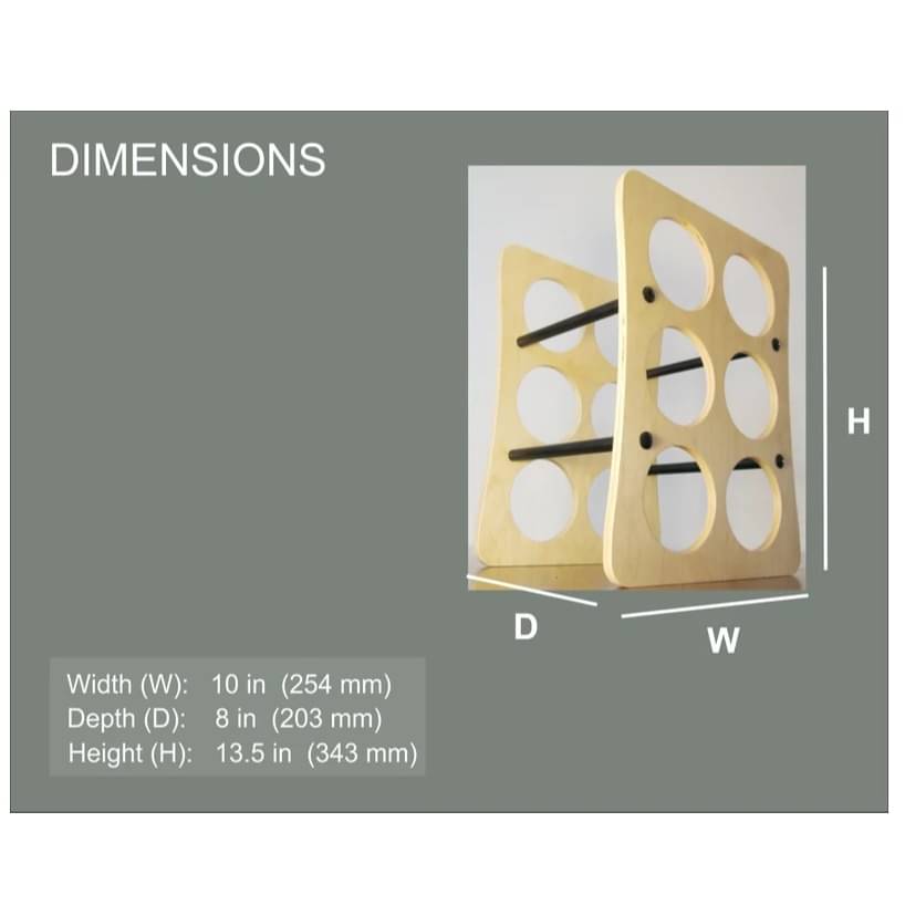 Table top Wine Rack Holds Six Bottles