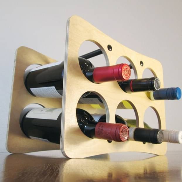 Table top Wine Rack Holds Six Bottles