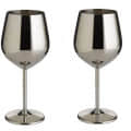 Stainless Steel Goblet Wine Glass (Set of 2). - top_view