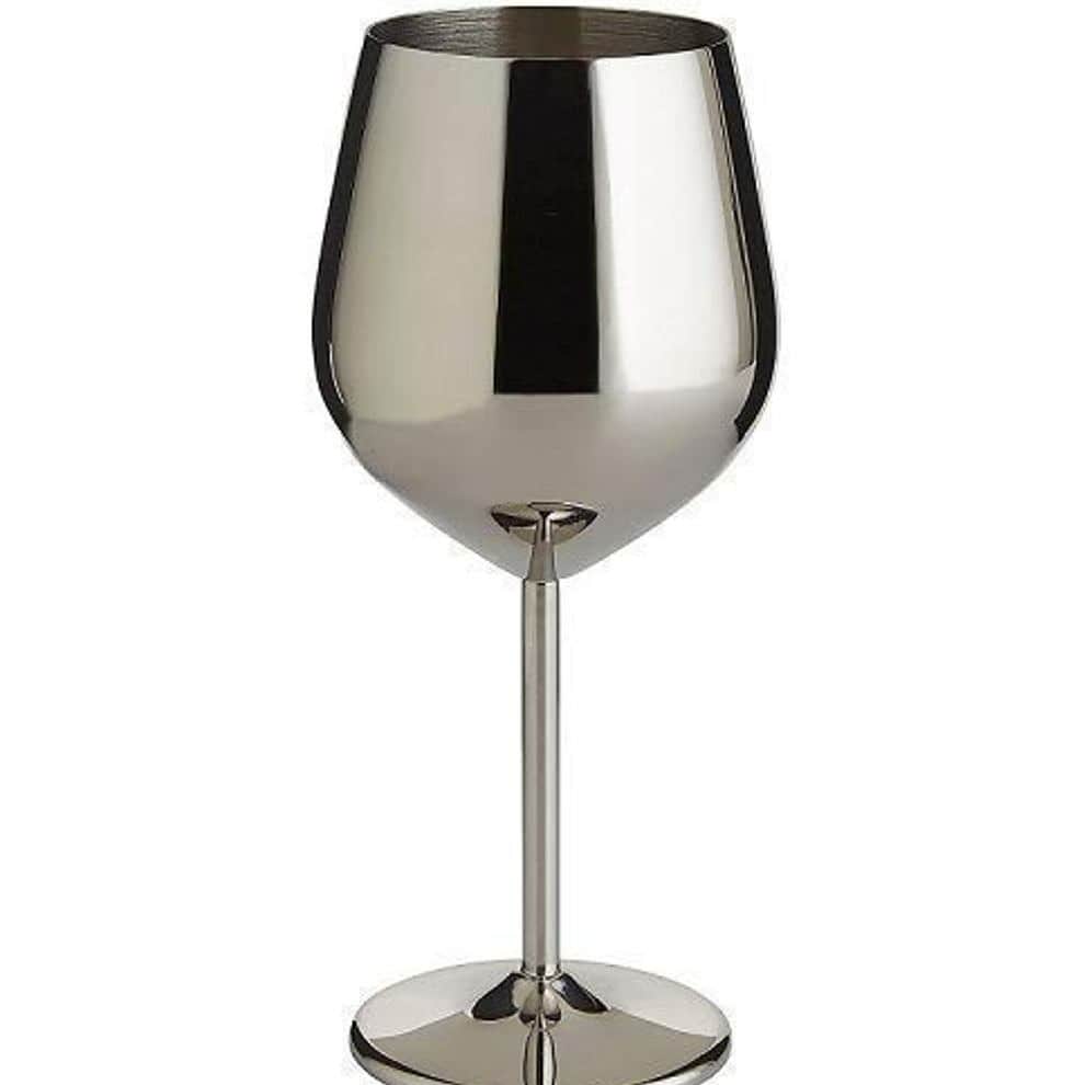 Stainless Steel Goblet Wine Glass (Set of 2). - rear_view