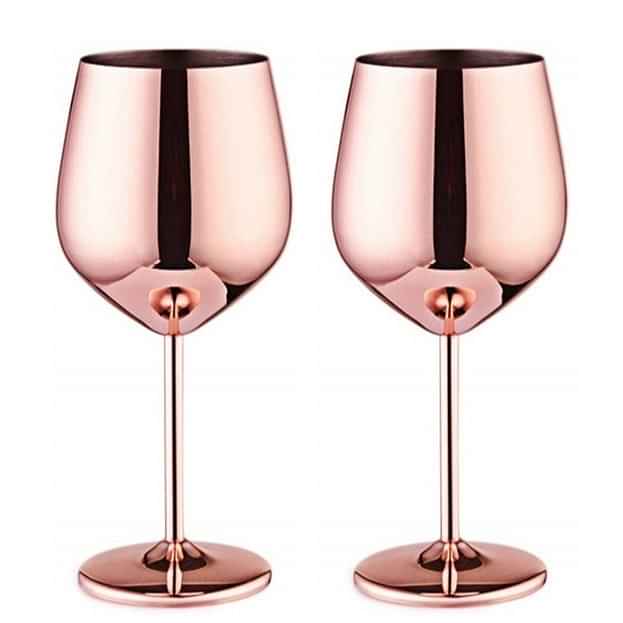 Copper Finish Stemmed Wine Glasses (Set of 2) - photo