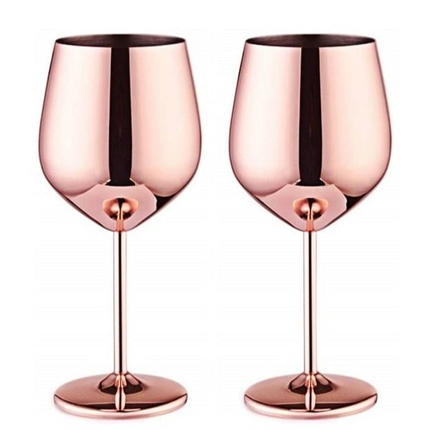 Copper Finish Stemmed Wine Glasses (Set of 2)