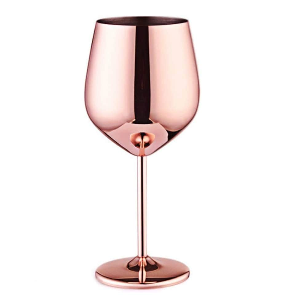 Copper Finish Stemmed Wine Glasses (Set of 2) - front_view
