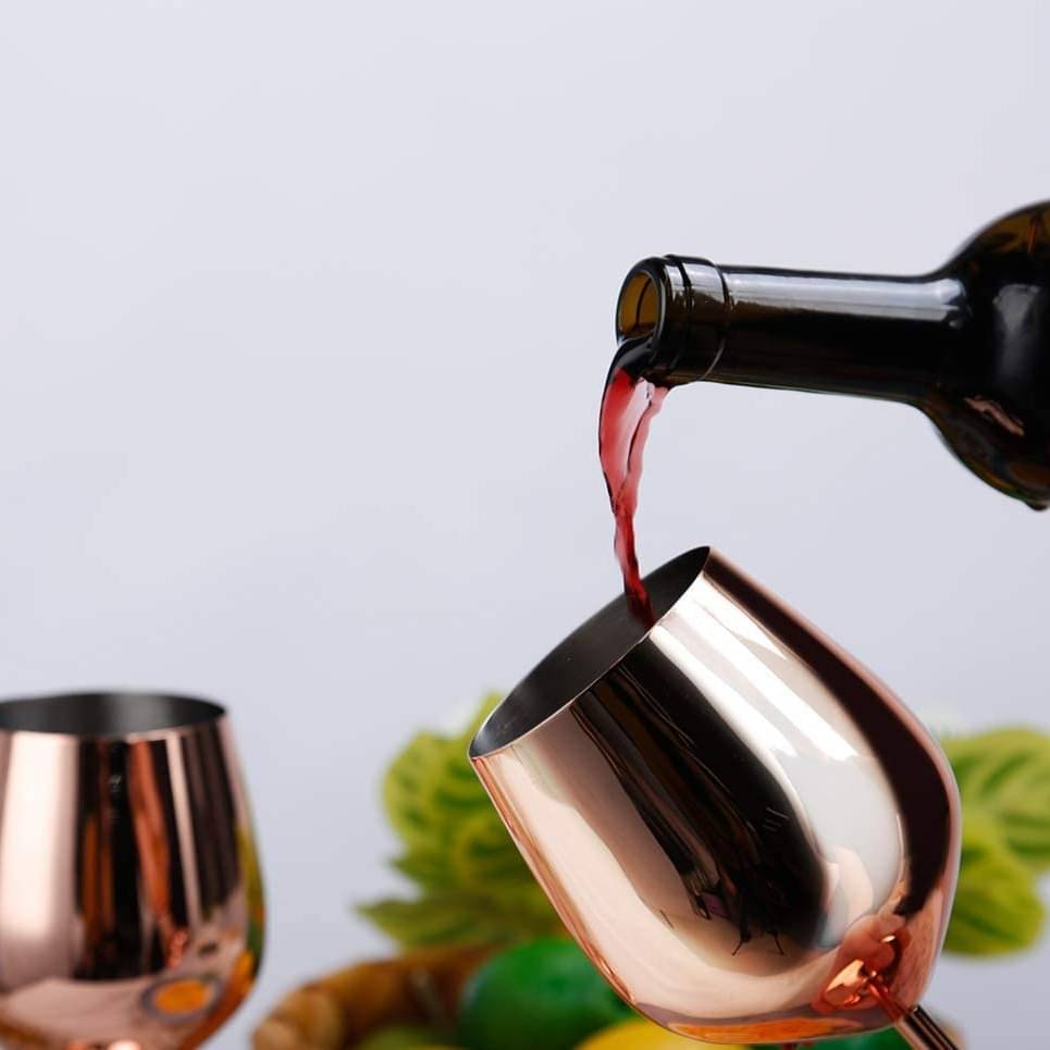 Copper Finish Stemmed Wine Glasses (Set of 2)