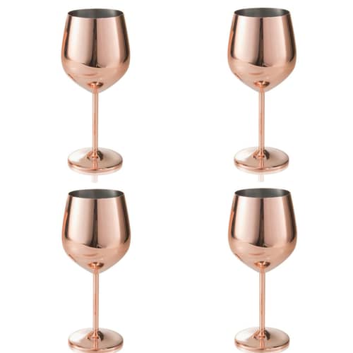 Copper Finish Stemmed Wine Glasses (Set of 4)