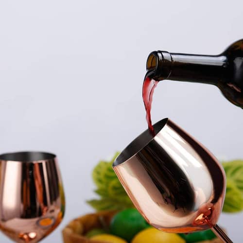 Copper Finish Stemmed Wine Glasses (Set of 4)