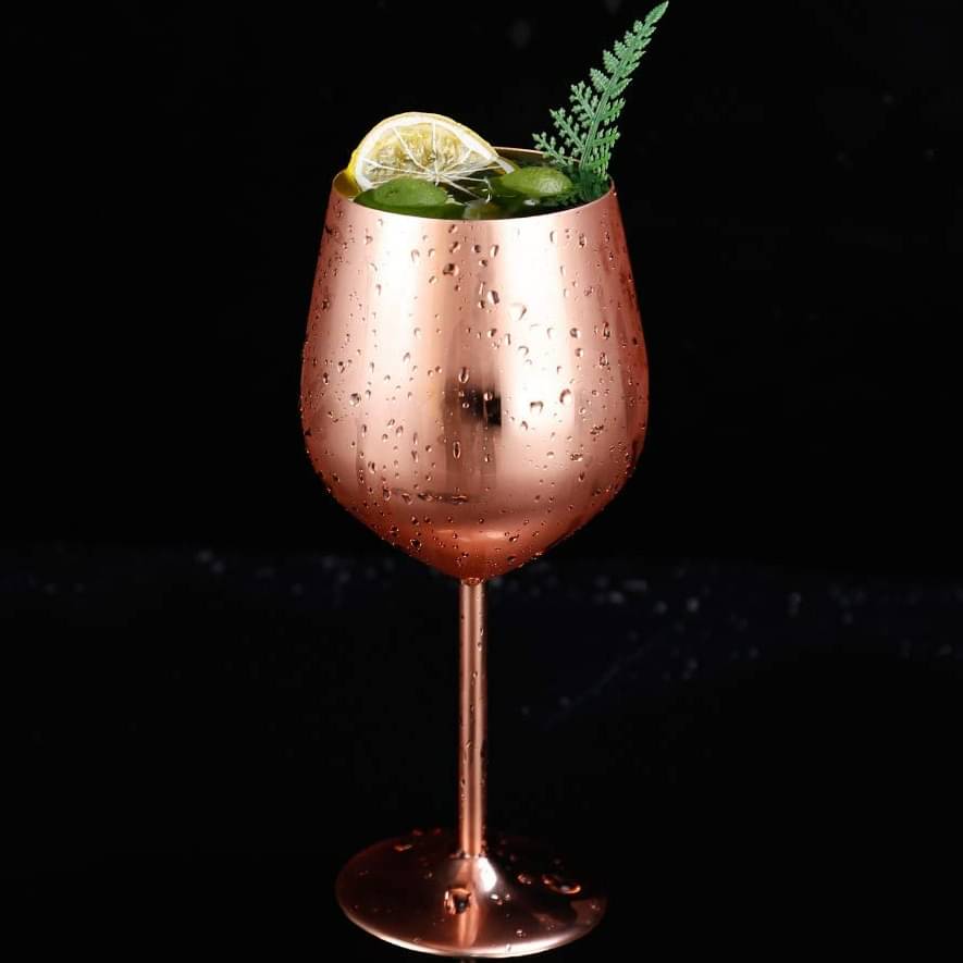Copper Finish Stemmed Wine Glasses (Set of 4)