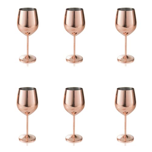 Copper Finish Stemmed Wine Glasses (Set of 6)