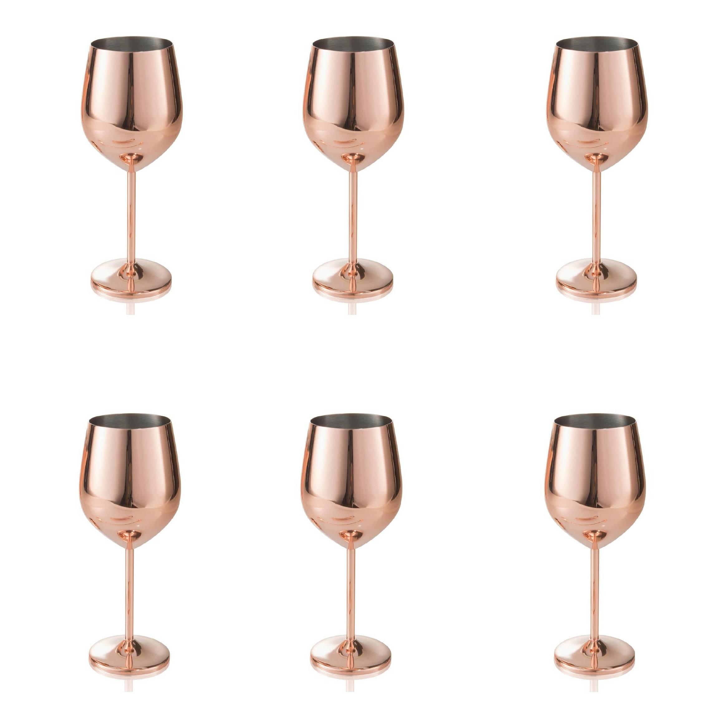 Copper Finish Stemmed Wine Glasses (Set of 6)