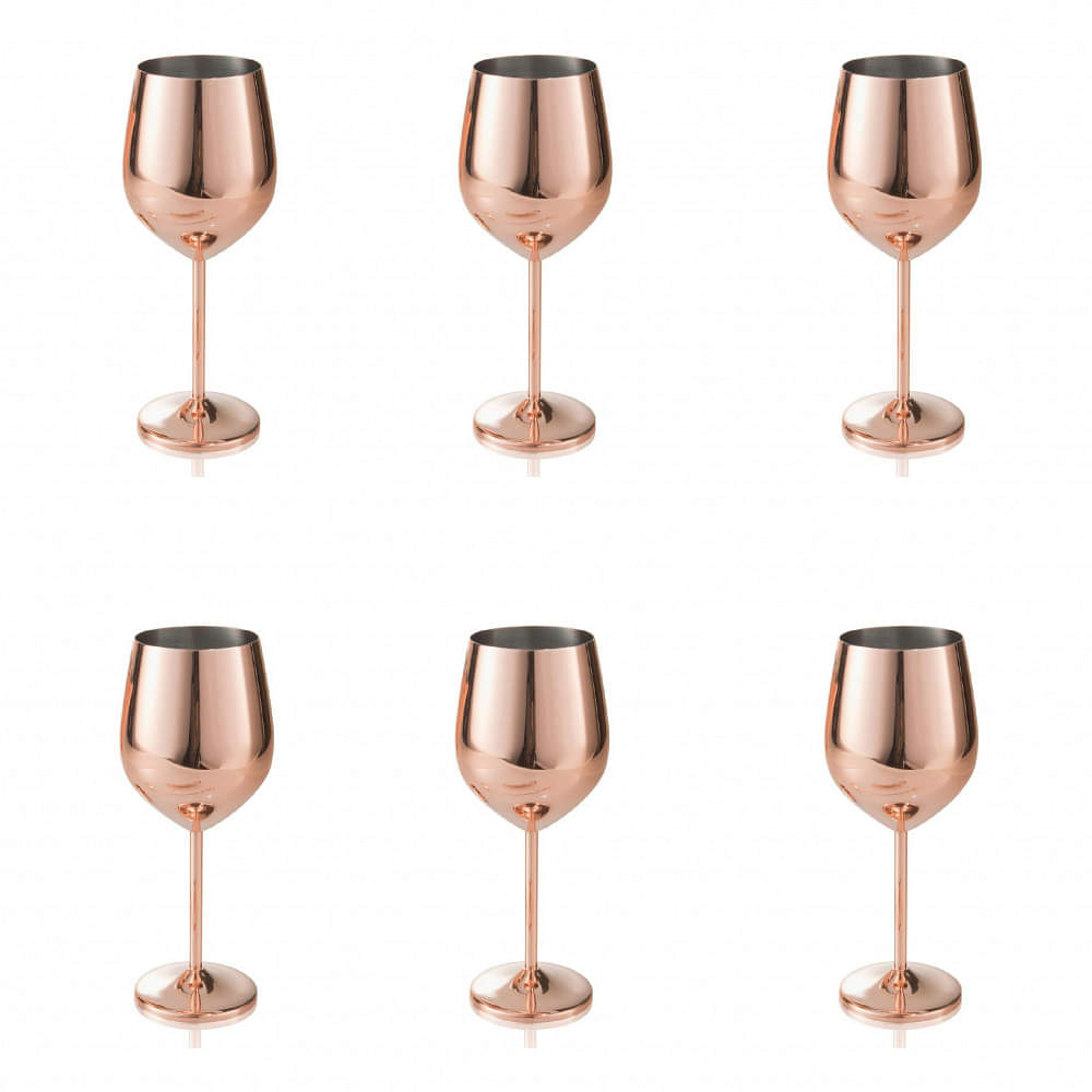 Copper Finish Stemmed Wine Glasses (Set of 6) - photo