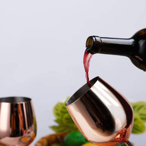 Copper Finish Stemmed Wine Glasses (Set of 6)