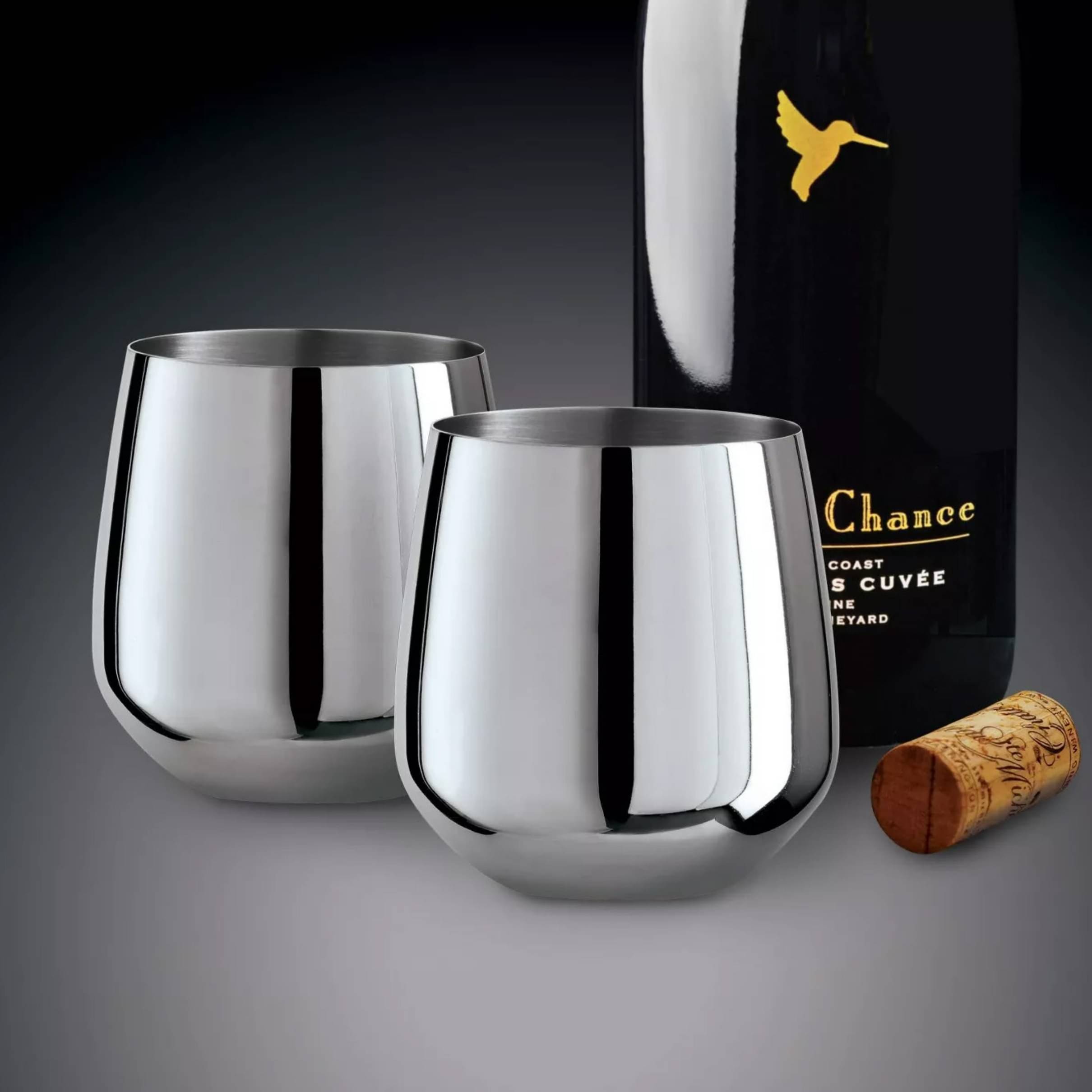 Stainless Steel Stemless Wine Glasses (Set of 2)
