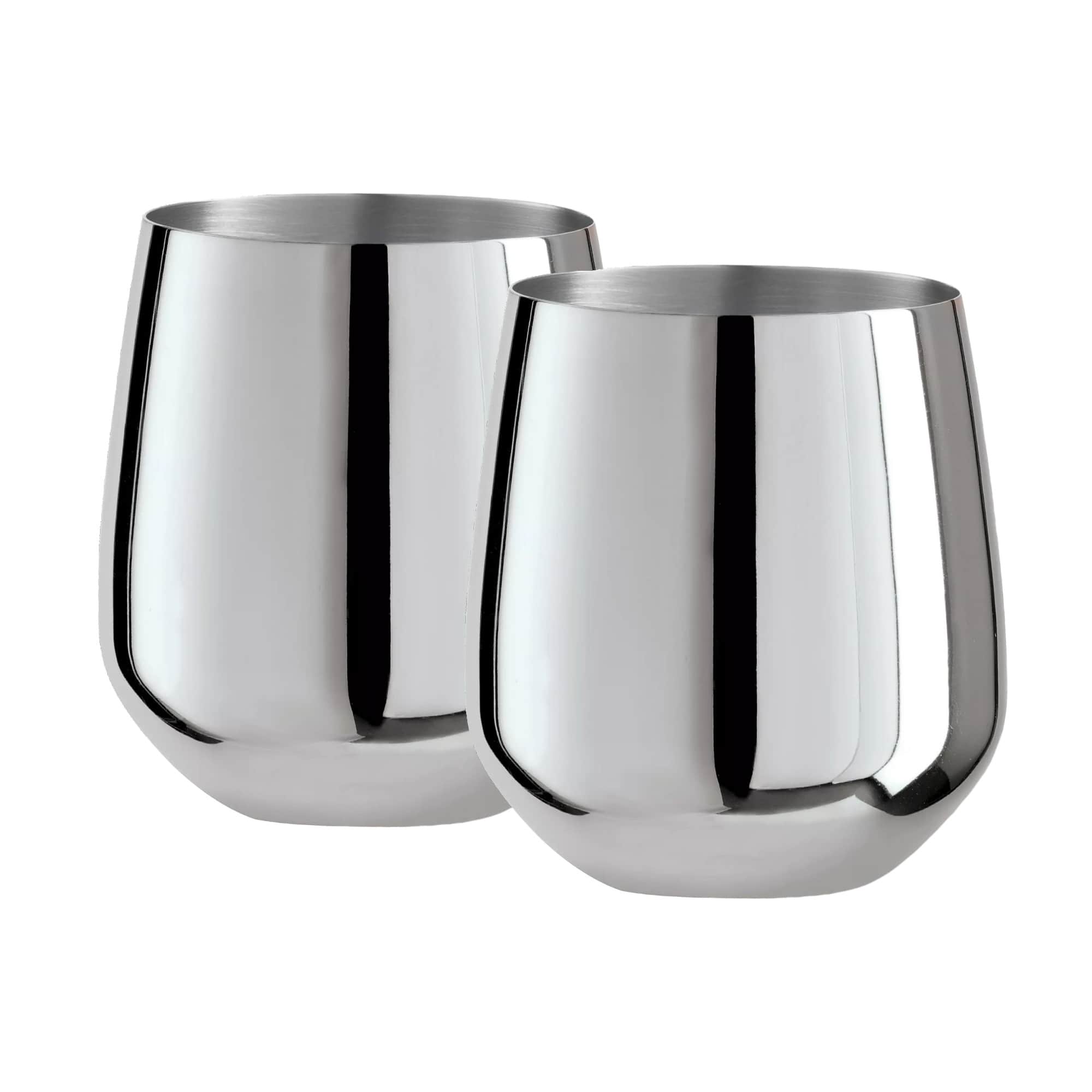 Stainless Steel Stemless Wine Glasses (Set of 2) - top_view