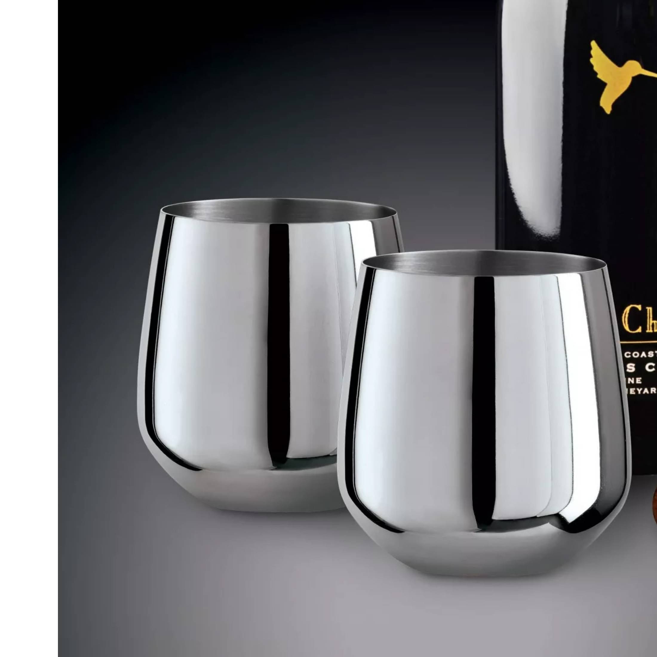 Stainless Steel Stemless Wine Glasses (Set of 2)