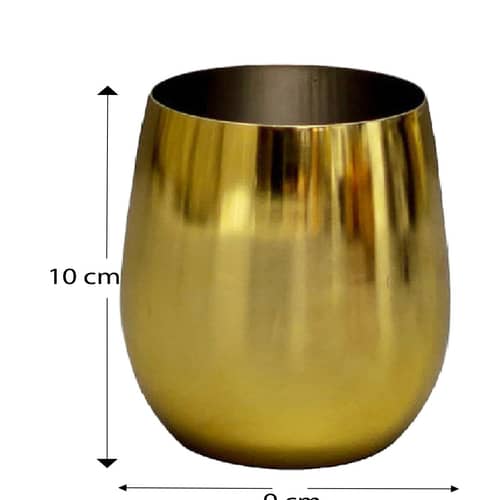 Set of 2 Unbreakable Wine Glasses, Modern White Wine & Red Wine Glasses, Stainless Steel Drinking Glass with Gold Finish, Stemless Wine Glass Also Ideal for Home Decoration
