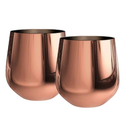 Unbreakable Stainless Steel Copper Plated Drinking Glass (Set of 2 )