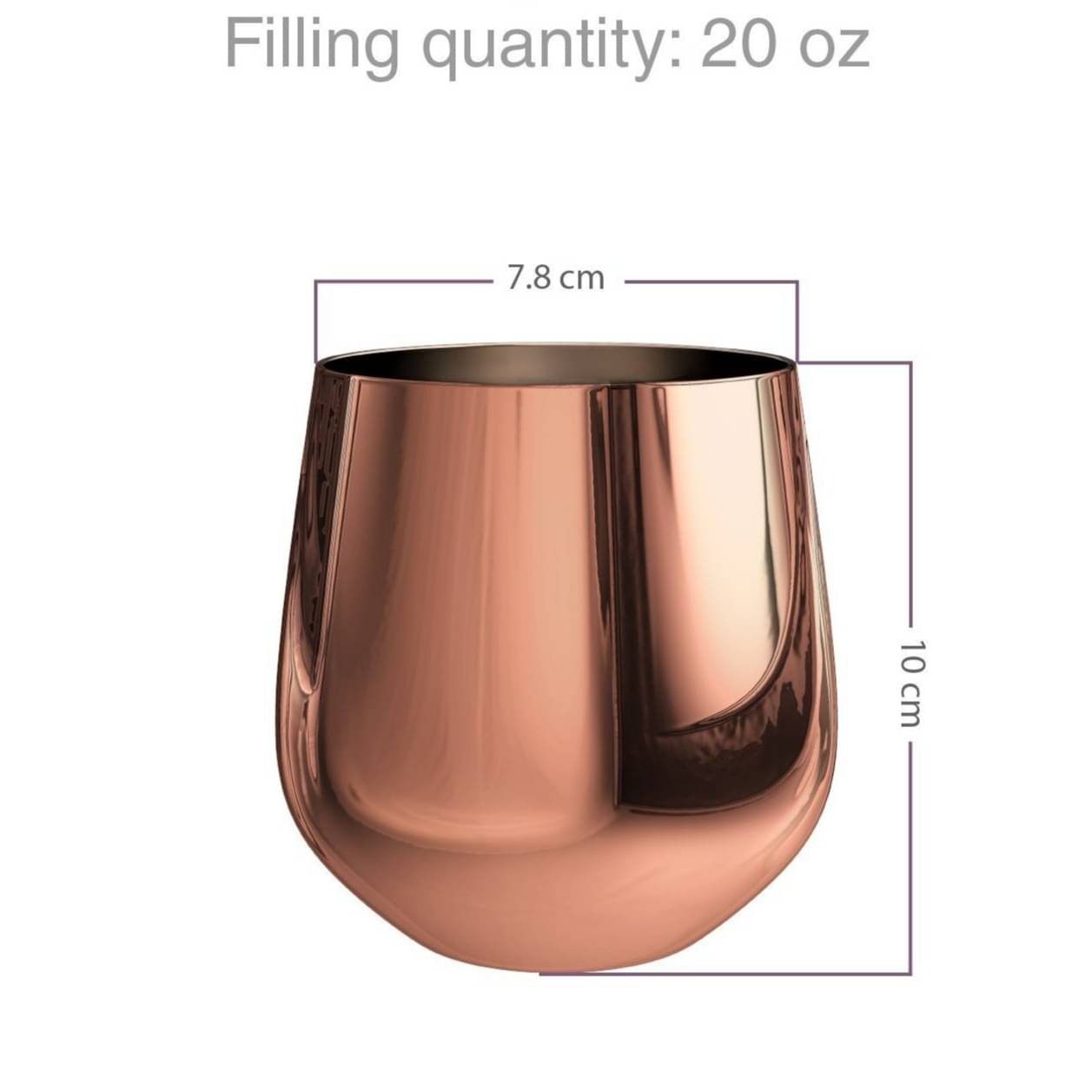 Unbreakable Stainless Steel Copper Plated Drinking Glass (Set of 2 )
