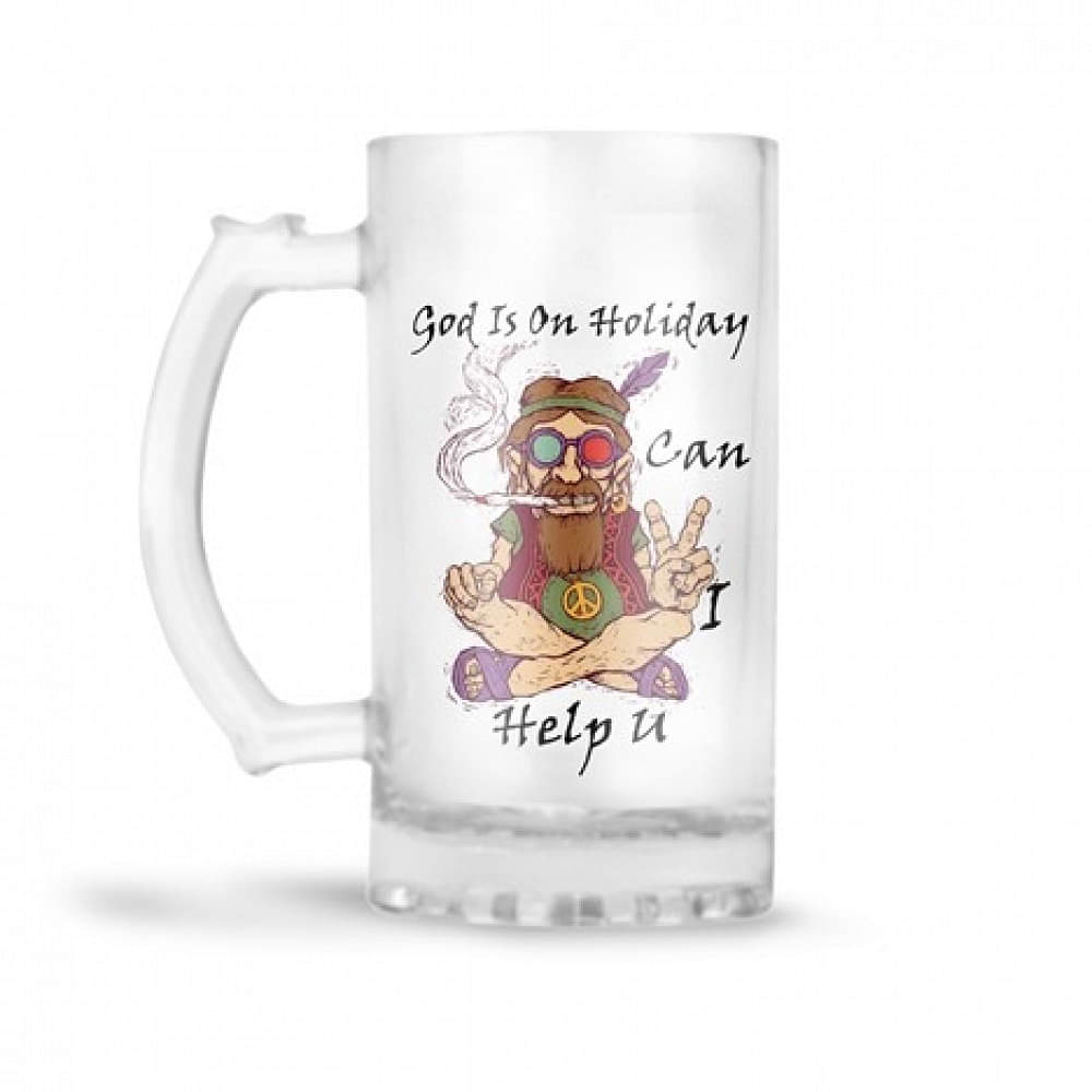 God is on holiday printed Beer Mug - photo