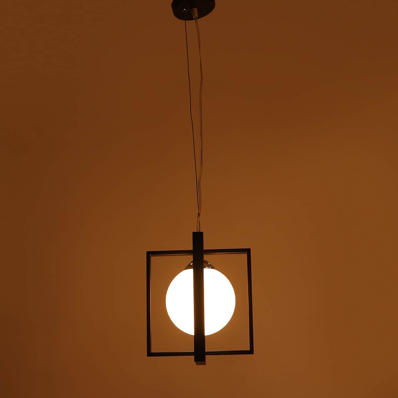 White Glass Single Hanging Light by Jainsons Lights- SQ-HL - without Bulb - rear_view