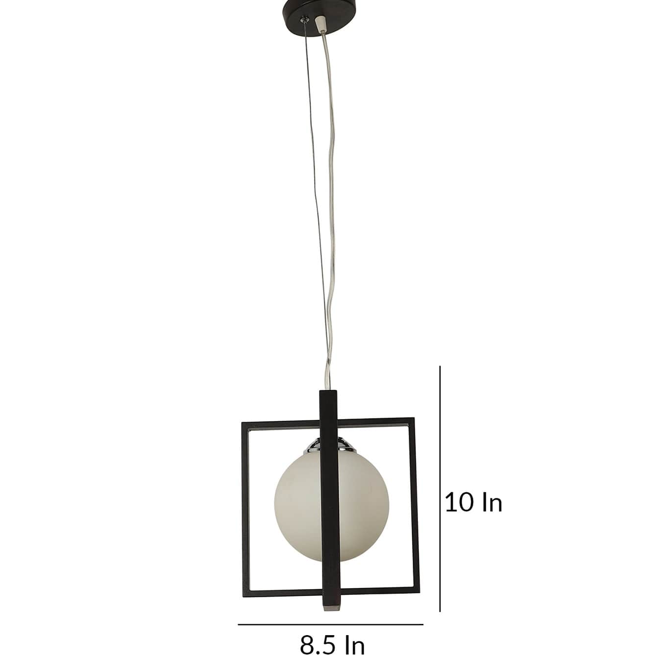 White Glass Single Hanging Light by Jainsons Lights- SQ-HL - without Bulb - left_view
