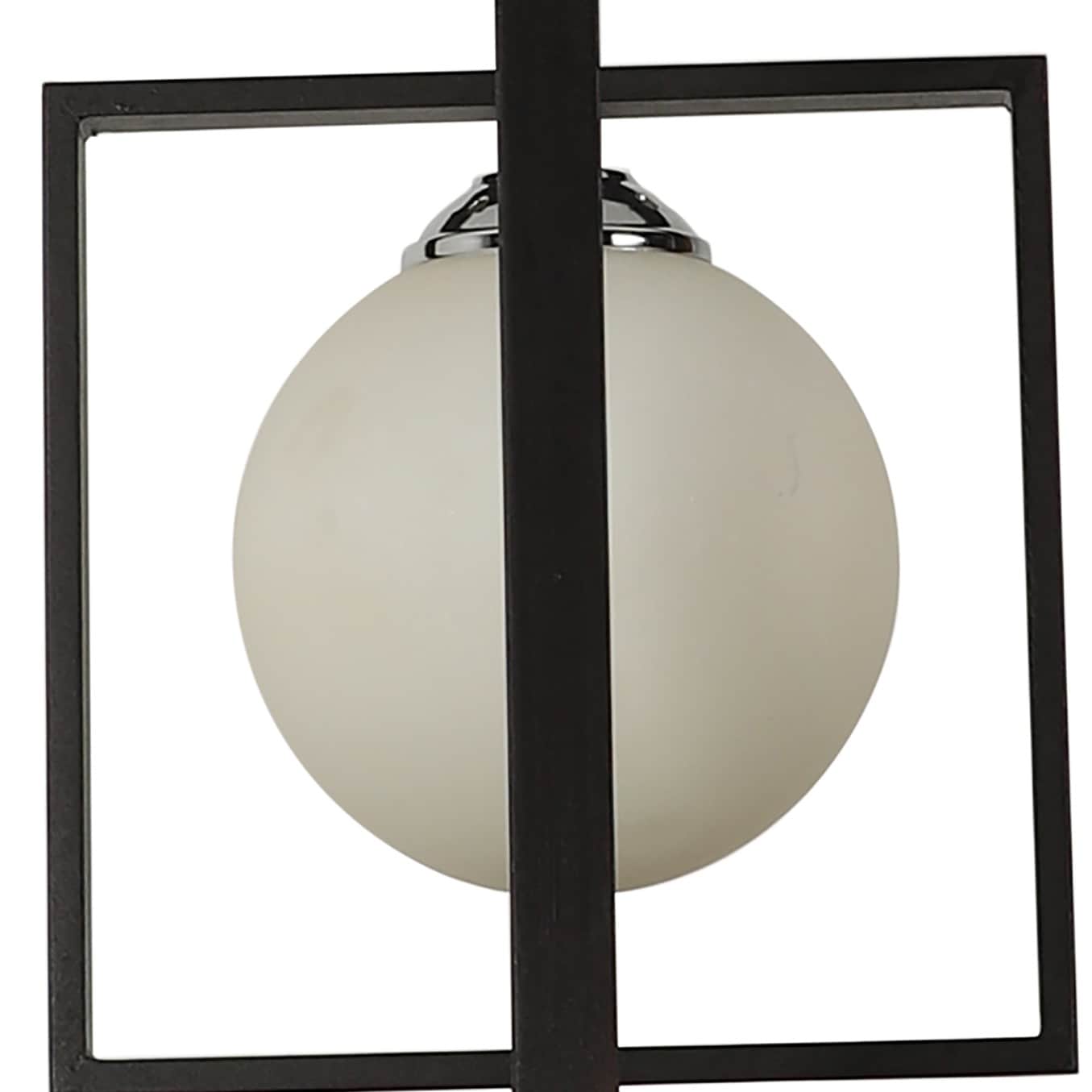 White Glass Single Hanging Light by Jainsons Lights- SQ-HL - without Bulb - right_view