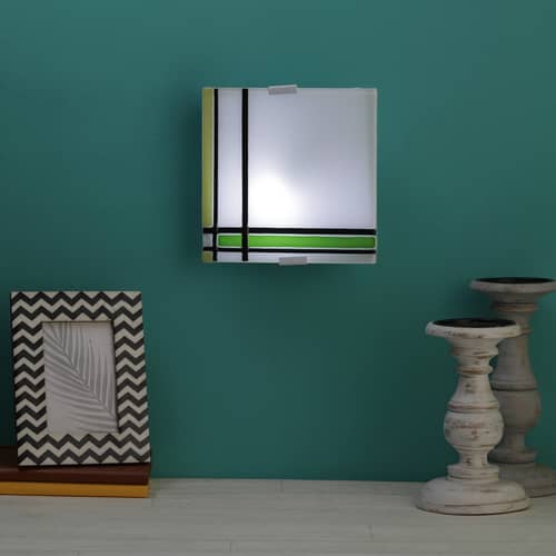Square White Metal Wall Light 9"