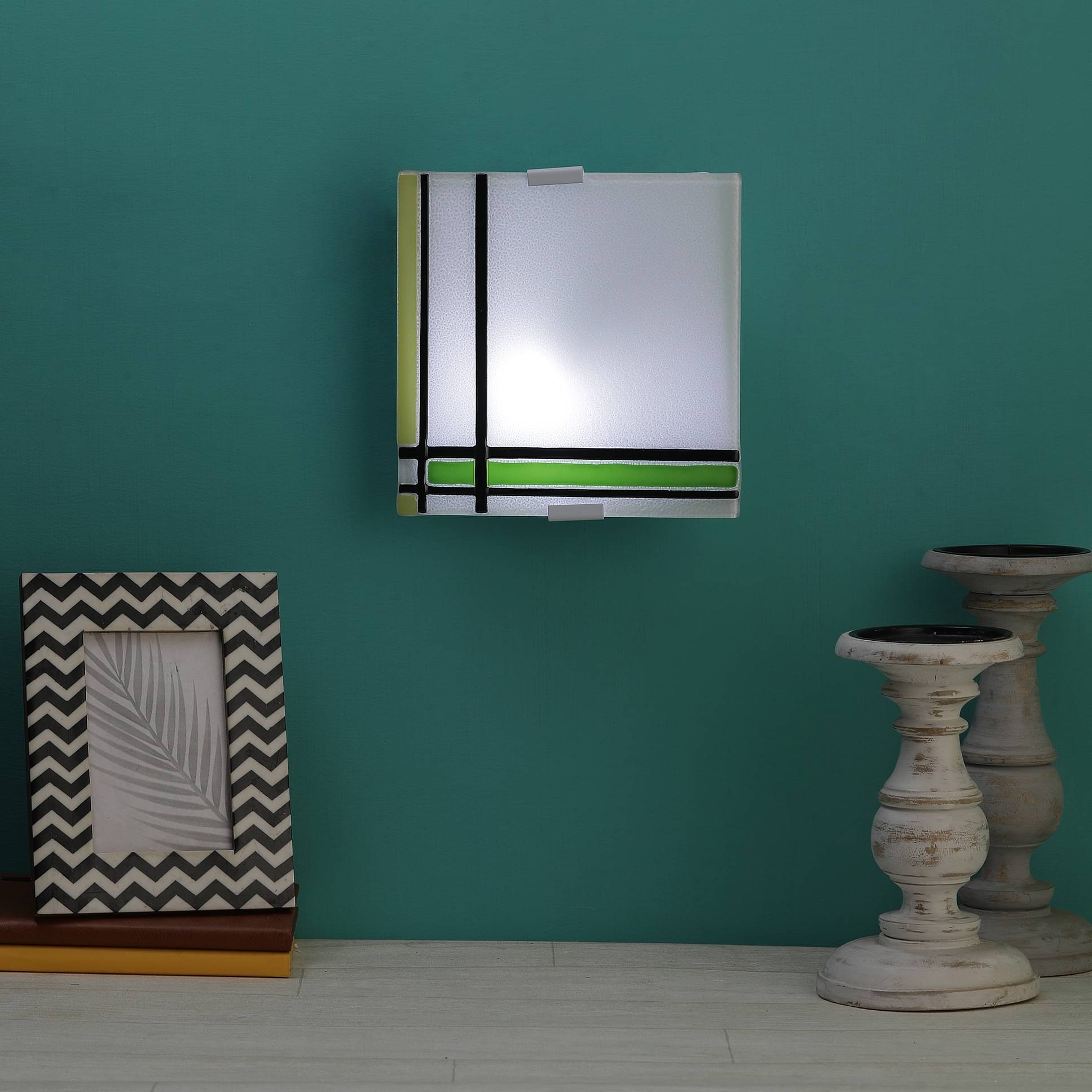 Square White Metal Wall Light 9"