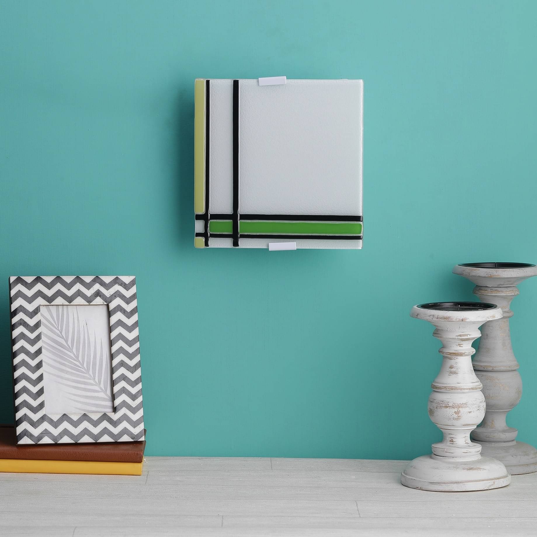 Square White Metal Wall Light 9"