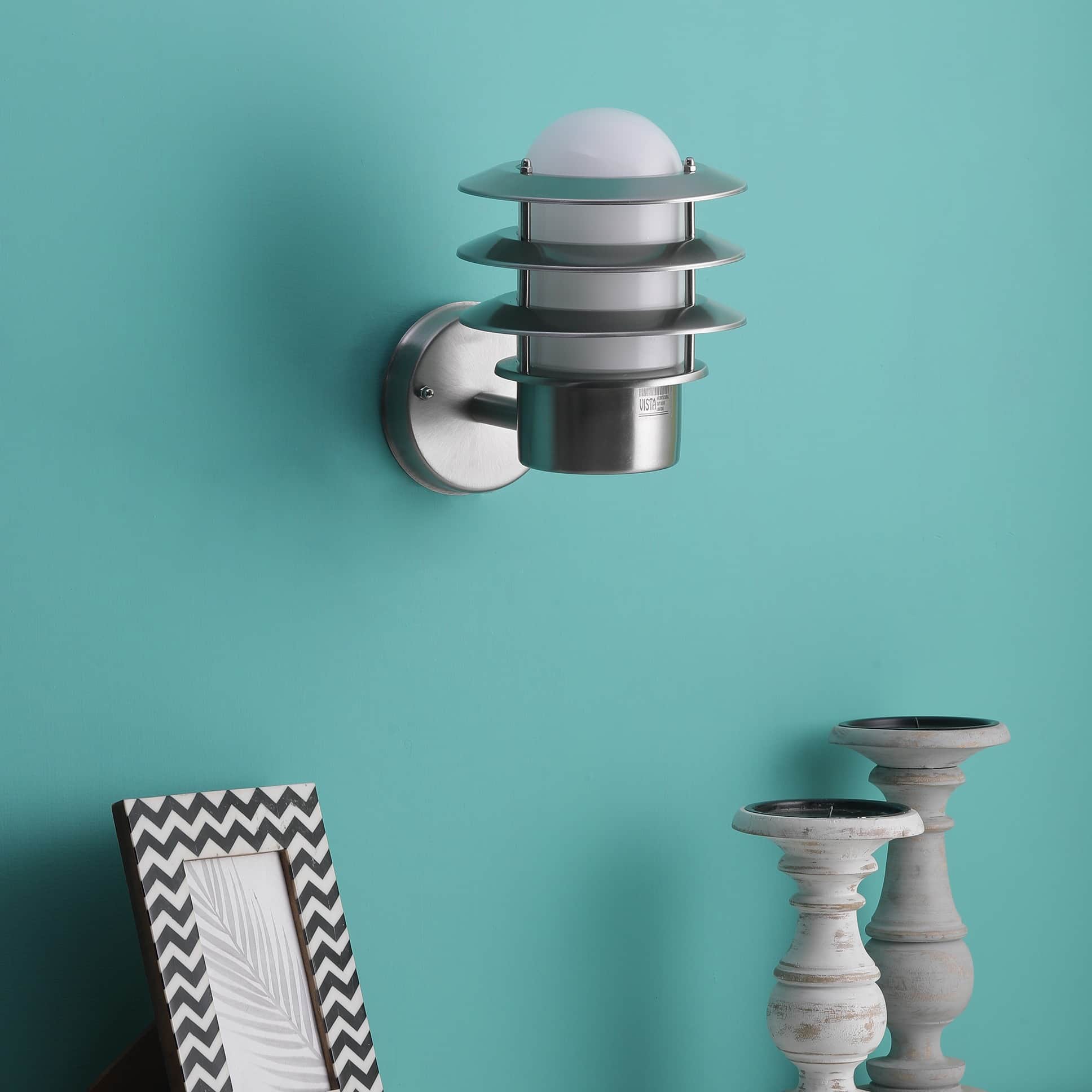 Silver Metal Wall Light Holder - front_view