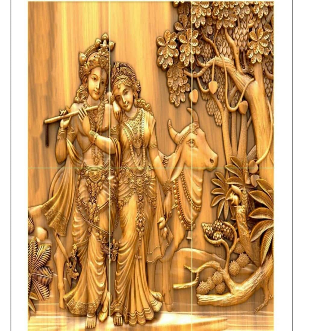 Radha Krishna Ceramic Tile - rear_view