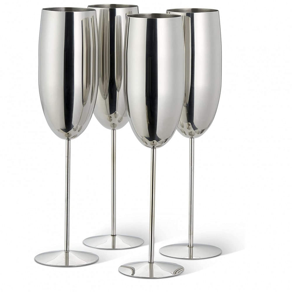 Stainless Steel Champagne Flute Glasses (Set of 4) - photo